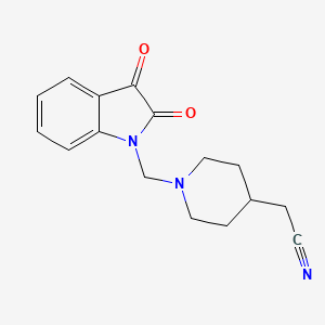 molecular formula C16H17N3O2 B13508564 2-{1-[(2,3-dioxo-2,3-dihydro-1H-indol-1-yl)methyl]piperidin-4-yl}acetonitrile 