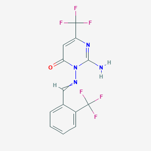 molecular formula C13H8F6N4O B1350862 2-Amino-6-(trifluoromethyl)-3-[[2-(trifluoromethyl)phenyl]methylideneamino]pyrimidin-4-one 