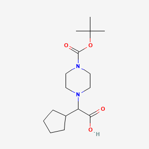molecular formula C16H28N2O4 B13508756 2-{4-[(Tert-butoxy)carbonyl]piperazin-1-yl}-2-cyclopentylaceticacid 