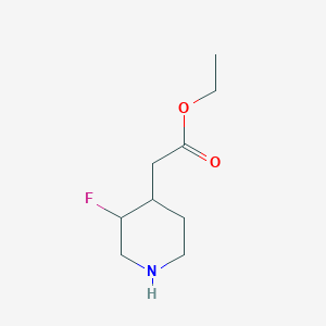 molecular formula C9H16FNO2 B13508894 Ethyl 3-fluoro-4-piperidinylacetate CAS No. 317360-05-7