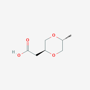 molecular formula C7H12O4 B13508905 rac-2-[(2R,5S)-5-methyl-1,4-dioxan-2-yl]aceticacid 