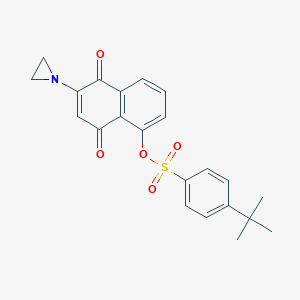 molecular formula C22H21NO5S B135094 2-Aziridinyl-1,4-naphthoquinon-5-yl 4-tert-butylbenzenesulfonate CAS No. 133042-00-9