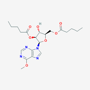 molecular formula C21H30N4O7 B135096 [(2R,3R,4S,5R)-3-hydroxy-5-(6-methoxypurin-9-yl)-4-pentanoyloxyoxolan-2-yl]methyl pentanoate CAS No. 137057-69-3