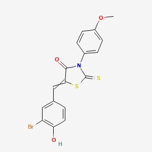 molecular formula C17H12BrNO3S2 B1351005 5-[(3-Bromo-4-hydroxyphenyl)methylidene]-3-(4-methoxyphenyl)-2-sulfanylidene-1,3-thiazolidin-4-one 