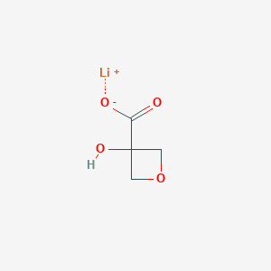 molecular formula C4H5LiO4 B13510440 Lithium(1+) 3-hydroxyoxetane-3-carboxylate 