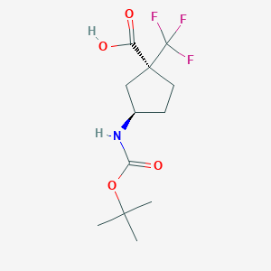 molecular formula C12H18F3NO4 B13510662 rac-(1R,3S)-3-{[(tert-butoxy)carbonyl]amino}-1-(trifluoromethyl)cyclopentane-1-carboxylic acid 