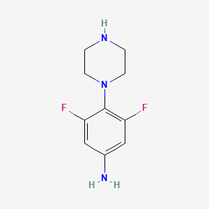 molecular formula C10H13F2N3 B13511082 3,5-Difluoro-4-(piperazin-1-yl)aniline 