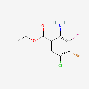 molecular formula C9H8BrClFNO2 B13511216 Ethyl 2-amino-4-bromo-5-chloro-3-fluorobenzoate 
