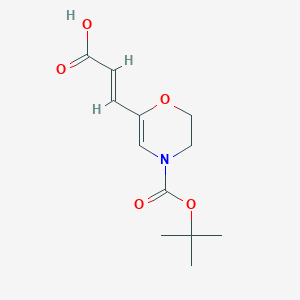 molecular formula C12H17NO5 B13511240 (2E)-3-{4-[(tert-butoxy)carbonyl]-3,4-dihydro-2H-1,4-oxazin-6-yl}prop-2-enoicacid 