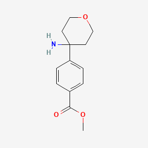 molecular formula C13H17NO3 B13511324 Methyl 4-(4-aminotetrahydro-2H-pyran-4-yl)benzoate 