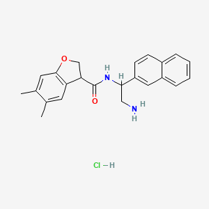 molecular formula C23H25ClN2O2 B13511450 N-[2-amino-1-(naphthalen-2-yl)ethyl]-5,6-dimethyl-2,3-dihydro-1-benzofuran-3-carboxamide hydrochloride 