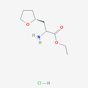 molecular formula C9H18ClNO3 B13511515 ethyl 2-amino-3-[(2R)-oxolan-2-yl]propanoate hydrochloride 