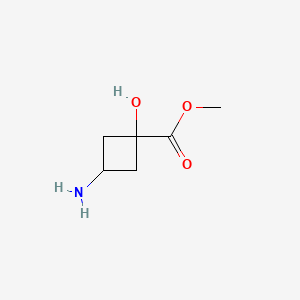 molecular formula C6H11NO3 B13511569 Methyl 3-amino-1-hydroxycyclobutane-1-carboxylate 