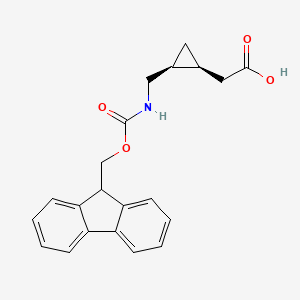 molecular formula C21H21NO4 B13511762 rac-2-[(1R,2R)-2-[({[(9H-fluoren-9-yl)methoxy]carbonyl}amino)methyl]cyclopropyl]acetic acid 