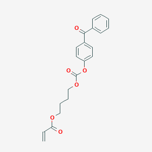 molecular formula C21H20O6 B135120 2-Propenoic acid, 4-[[(4-benzoylphenoxy)carbonyl]oxy]butyl ester CAS No. 131513-00-3
