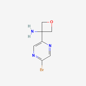 molecular formula C7H8BrN3O B13512138 3-(5-Bromo-2-pyrazinyl)-3-oxetanamine 