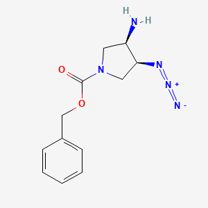 molecular formula C12H15N5O2 B13512141 rac-benzyl (3R,4S)-3-amino-4-azidopyrrolidine-1-carboxylate 