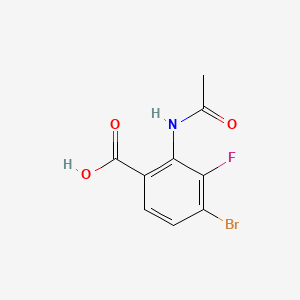 molecular formula C9H7BrFNO3 B13512373 2-Acetamido-4-bromo-3-fluorobenzoic acid 