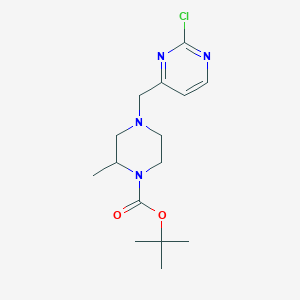 molecular formula C15H23ClN4O2 B13512400 tert-Butyl 4-((2-chloropyrimidin-4-yl)methyl)-2-methylpiperazine-1-carboxylate 