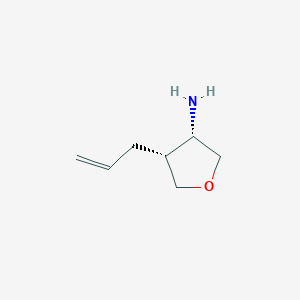 molecular formula C7H13NO B13512445 rac-(3R,4S)-4-(prop-2-en-1-yl)oxolan-3-amine 