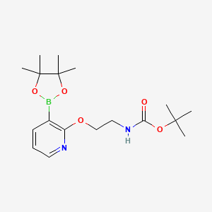 molecular formula C18H29BN2O5 B13512682 tert-butyl N-(2-{[3-(4,4,5,5-tetramethyl-1,3,2-dioxaborolan-2-yl)pyridin-2-yl]oxy}ethyl)carbamate 