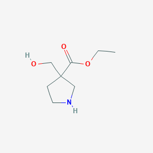molecular formula C8H15NO3 B13512689 Ethyl 3-(hydroxymethyl)pyrrolidine-3-carboxylate 