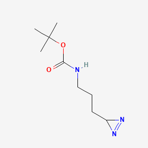 molecular formula C9H17N3O2 B13512814 tert-butyl N-[3-(3H-diazirin-3-yl)propyl]carbamate 