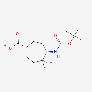 molecular formula C13H21F2NO4 B13512857 rel-(1R,5R)-5-((tert-Butoxycarbonyl)amino)-4,4-difluorocycloheptane-1-carboxylic acid 