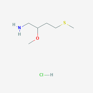 molecular formula C6H16ClNOS B13512863 2-Methoxy-4-(methylsulfanyl)butan-1-amine hydrochloride 