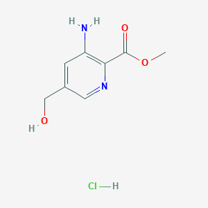 molecular formula C8H11ClN2O3 B13513034 Methyl3-amino-5-(hydroxymethyl)pyridine-2-carboxylatehydrochloride 
