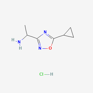 molecular formula C7H12ClN3O B13513048 1-(5-Cyclopropyl-1,2,4-oxadiazol-3-yl)ethan-1-amine hydrochloride 