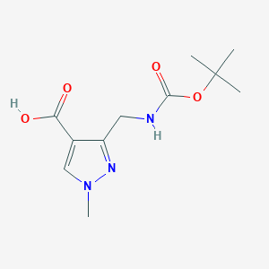 molecular formula C11H17N3O4 B13513051 3-({[(tert-butoxy)carbonyl]amino}methyl)-1-methyl-1H-pyrazole-4-carboxylicacid 