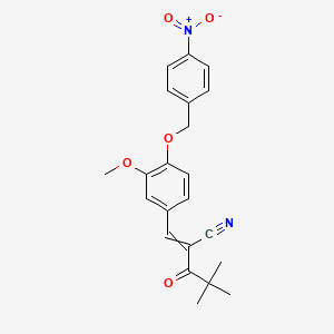 molecular formula C22H22N2O5 B1351345 2-(2,2-Dimethylpropanoyl)-3-(3-methoxy-4-((4-nitrophenyl)methoxy)phenyl)prop-2-enenitrile 