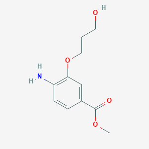 molecular formula C11H15NO4 B13513581 Methyl 4-amino-3-(3-hydroxypropoxy)benzoate 