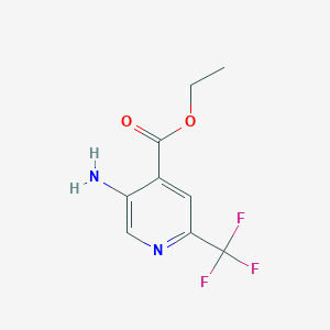 molecular formula C9H9F3N2O2 B13513735 Ethyl 5-amino-2-(trifluoromethyl)isonicotinate 