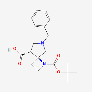 molecular formula C19H26N2O4 B13513768 rac-(4R,8S)-6-benzyl-1-[(tert-butoxy)carbonyl]-1,6-diazaspiro[3.4]octane-8-carboxylic acid 
