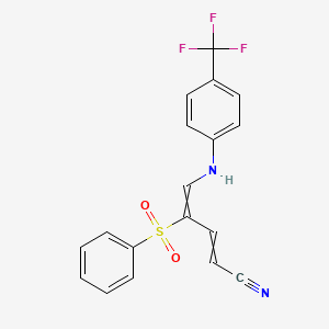 molecular formula C18H13F3N2O2S B1351386 4-(Phenylsulfonyl)-5-[4-(trifluoromethyl)anilino]-2,4-pentadienenitrile 
