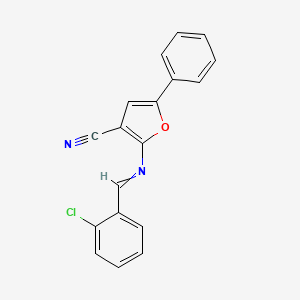 2-{[(E)-(2-chlorophenyl)methylidene]amino}-5-phenyl-3-furonitrile