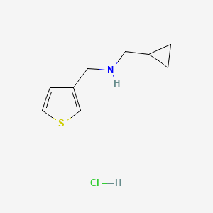molecular formula C9H14ClNS B13514699 (Cyclopropylmethyl)[(thiophen-3-yl)methyl]aminehydrochloride CAS No. 2839138-23-5