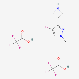 molecular formula C11H12F7N3O4 B13514780 3-(azetidin-3-yl)-4-fluoro-1-methyl-1H-pyrazole; bis(trifluoroacetic acid) 