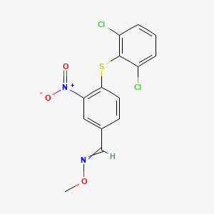 molecular formula C14H10Cl2N2O3S B1351491 4-[(2,6-dichlorophenyl)sulfanyl]-3-nitrobenzenecarbaldehyde O-methyloxime 