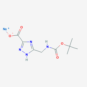 molecular formula C9H13N4NaO4 B13515071 sodium5-({[(tert-butoxy)carbonyl]amino}methyl)-1H-1,2,4-triazole-3-carboxylate 