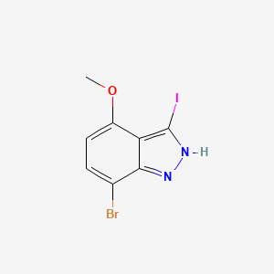 molecular formula C8H6BrIN2O B13515925 7-bromo-3-iodo-4-methoxy-1H-Indazole 