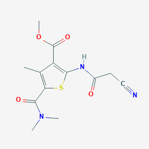 molecular formula C13H15N3O4S B1351622 Methyl 2-[(cyanoacetyl)amino]-5-[(dimethylamino)-carbonyl]-4-methylthiophene-3-carboxylate CAS No. 546090-59-9