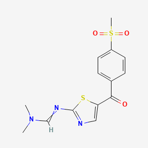 molecular formula C14H15N3O3S2 B1351701 N,N-dimethyl-N'-[5-(4-methylsulfonylbenzoyl)-1,3-thiazol-2-yl]methanimidamide 