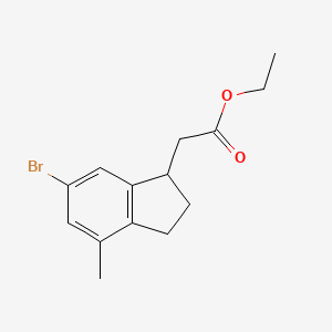 molecular formula C14H17BrO2 B13517071 ethyl 2-(6-bromo-4-methyl-2,3-dihydro-1H-inden-1-yl)acetate 