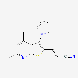 molecular formula C16H13N3S B1351768 3-(4,6-Dimethyl-3-pyrrol-1-ylthieno[2,3-b]pyridin-2-yl)prop-2-enenitrile 