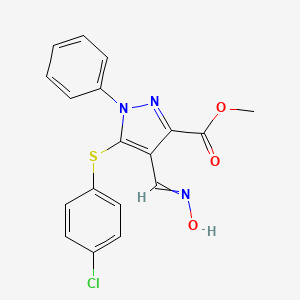 Methyl 5-(4-chlorophenyl)sulfanyl-4-(hydroxyiminomethyl)-1-phenylpyrazole-3-carboxylate