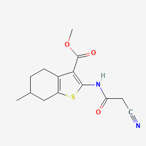 molecular formula C14H16N2O3S B1351920 Methyl 2-[(cyanoacetyl)amino]-6-methyl-4,5,6,7-tetrahydro-1-benzothiophene-3-carboxylate CAS No. 590358-29-5