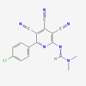 molecular formula C17H11ClN6 B1352098 N'-[6-(4-chlorophenyl)-3,4,5-tricyanopyridin-2-yl]-N,N-dimethylmethanimidamide 